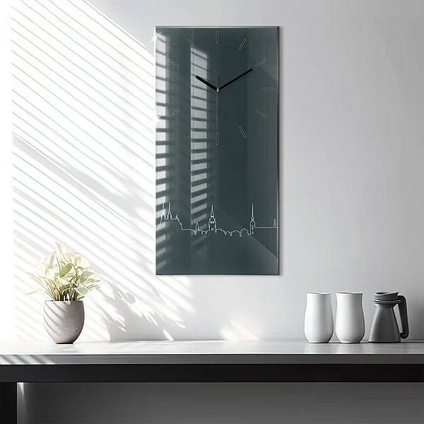 Vertikale Uhr mit motiv Line-art der Stadt Brünn