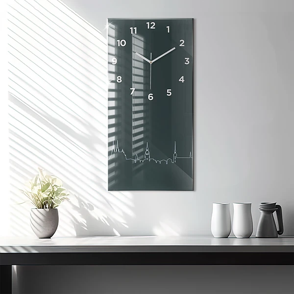Vertikale Uhr mit motiv Line-art der Stadt Brünn