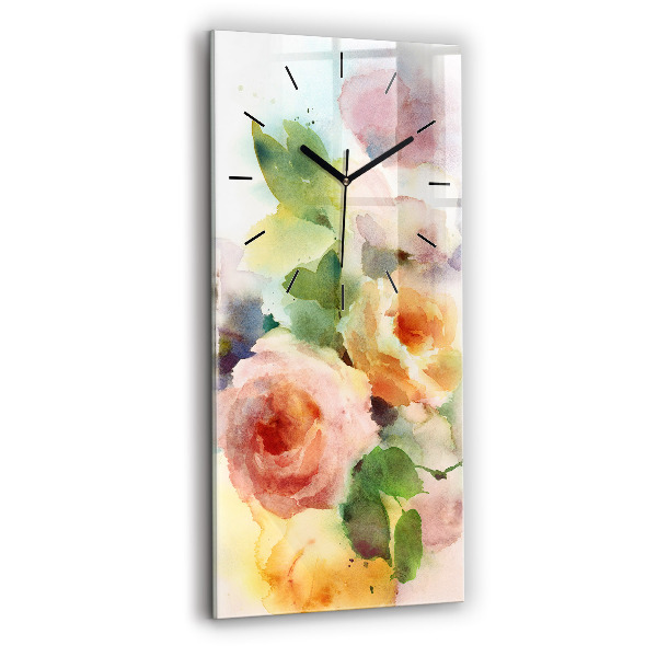 Vertikale Uhr mit motiv Rosen in einer Vase Aquarell