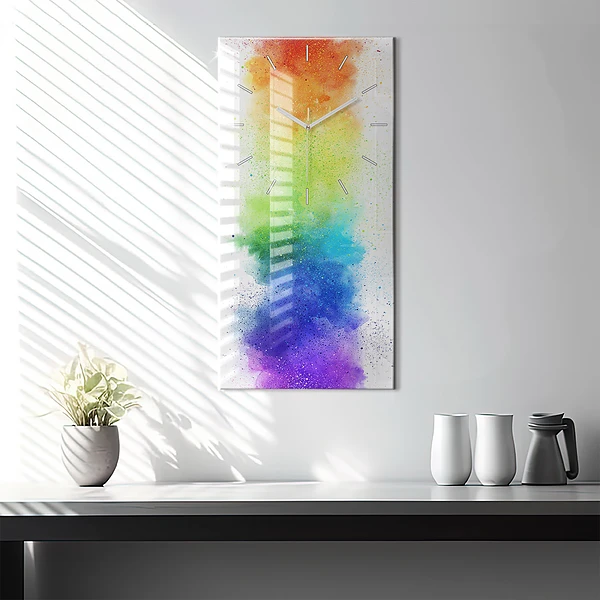 Vertikale Uhr Abstrakter Regenbogen