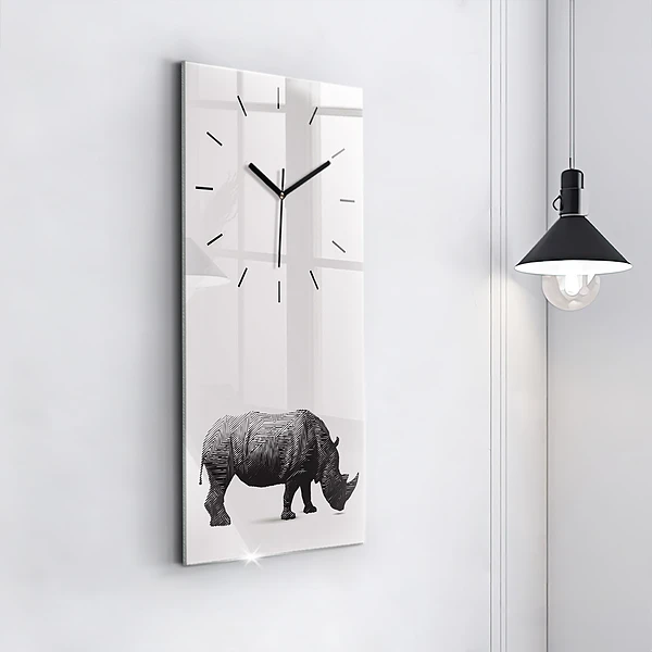 Vertikale Uhr Rhinozeros Strichzeichnung