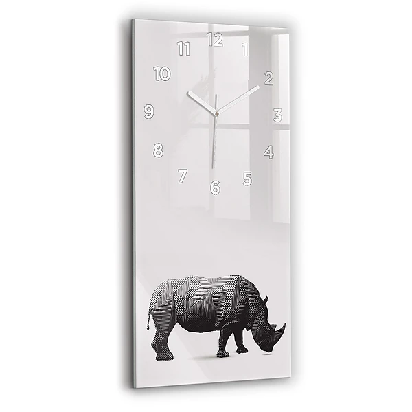 Vertikale Uhr Rhinozeros Strichzeichnung