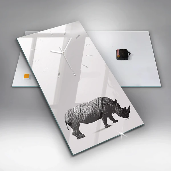 Vertikale Uhr Rhinozeros Strichzeichnung
