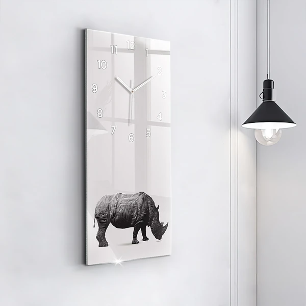 Vertikale Uhr Rhinozeros Strichzeichnung