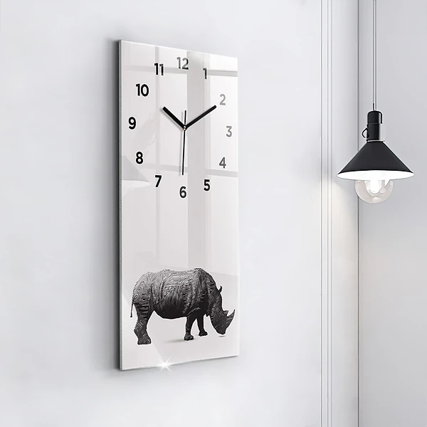 Vertikale Uhr Rhinozeros Strichzeichnung
