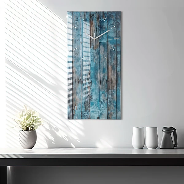 Vertikale Uhr mit motiv Blaue Platten