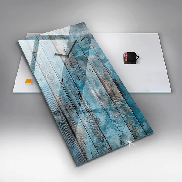 Vertikale Uhr mit motiv Blaue Platten