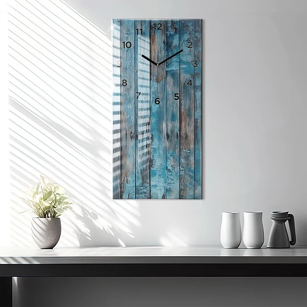 Vertikale Uhr mit motiv Blaue Platten