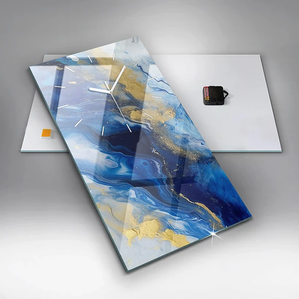 Vertikale Uhr Blauer Marmor