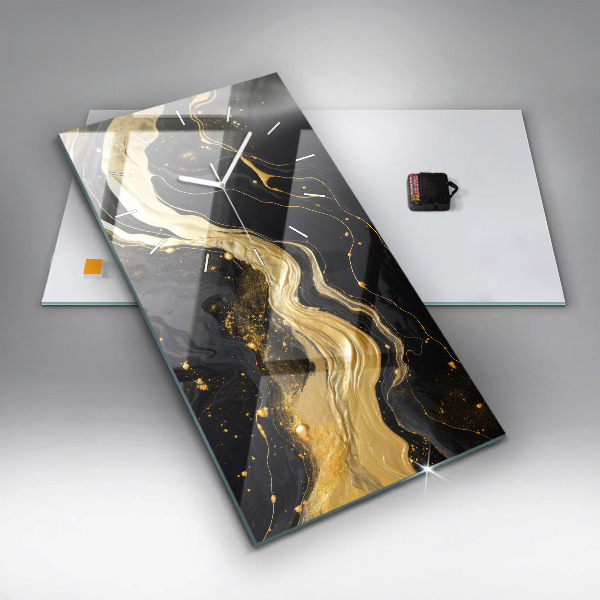 Vertikale Uhr mit motiv Goldener Marmor