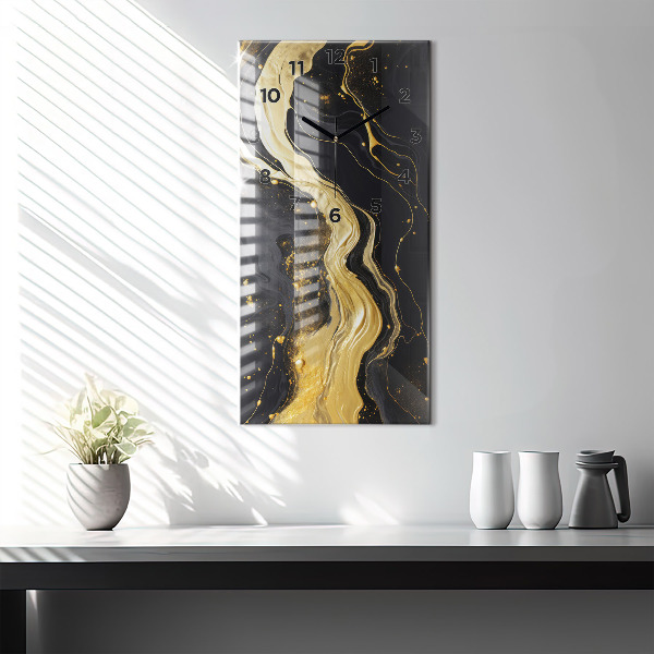 Vertikale Uhr mit motiv Goldener Marmor