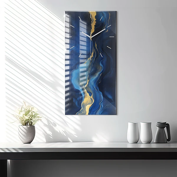 Vertikale Uhr Blauer Marmor