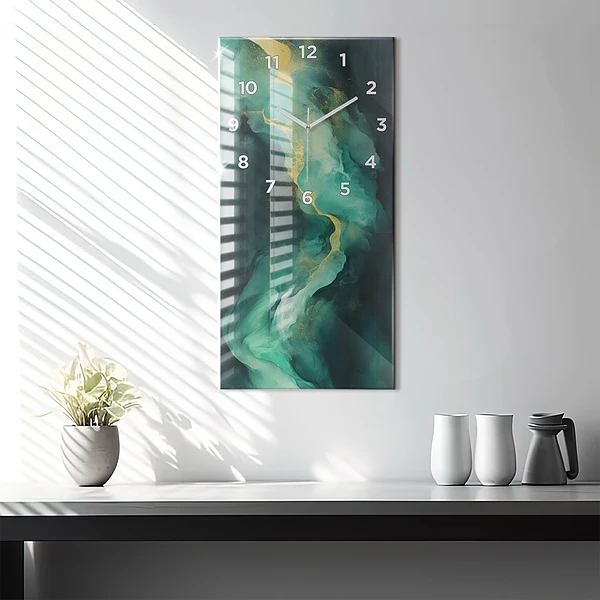 Vertikale Uhr mit motiv Grüner Marmor