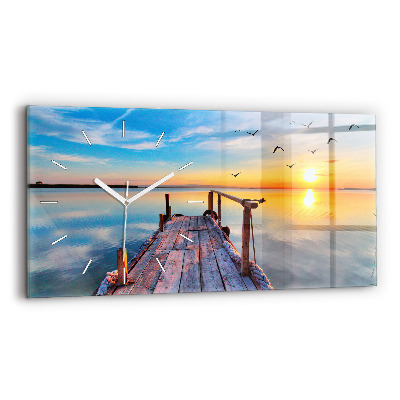 Horizontale Uhr mit motiv Brücke über den See