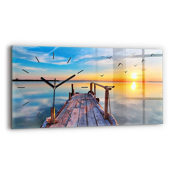 Horizontale Uhr mit motiv Brücke über den See