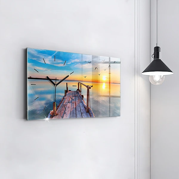 Horizontale Uhr mit motiv Brücke über den See
