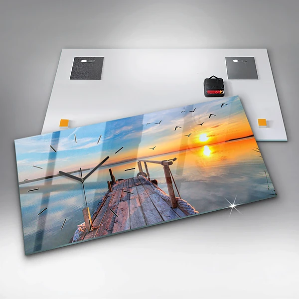 Horizontale Uhr mit motiv Brücke über den See