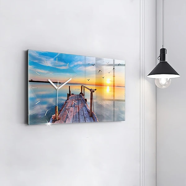 Horizontale Uhr mit motiv Brücke über den See