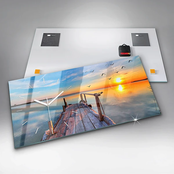 Horizontale Uhr mit motiv Brücke über den See