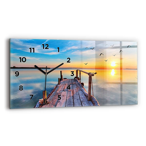 Horizontale Uhr mit motiv Brücke über den See