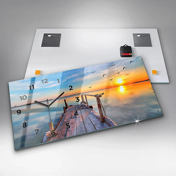 Horizontale Uhr mit motiv Brücke über den See