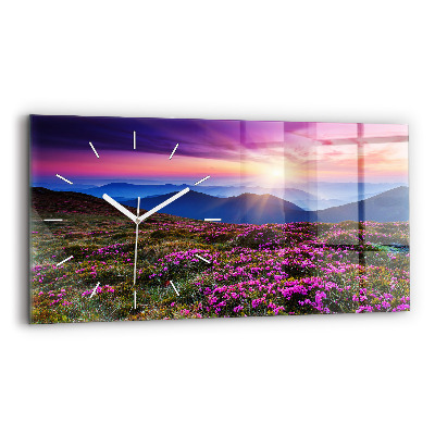 Horizontale Uhr mit motiv Sonnenaufgang Blumen