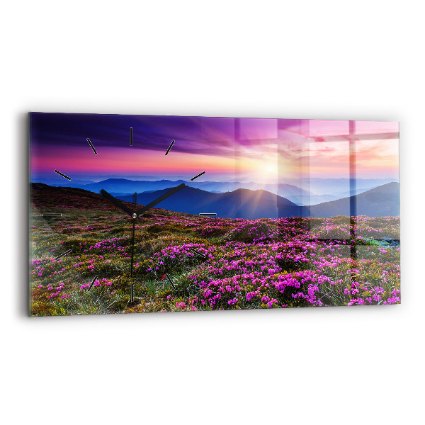 Horizontale Uhr mit motiv Sonnenaufgang Blumen
