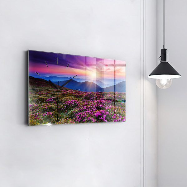 Horizontale Uhr mit motiv Sonnenaufgang Blumen