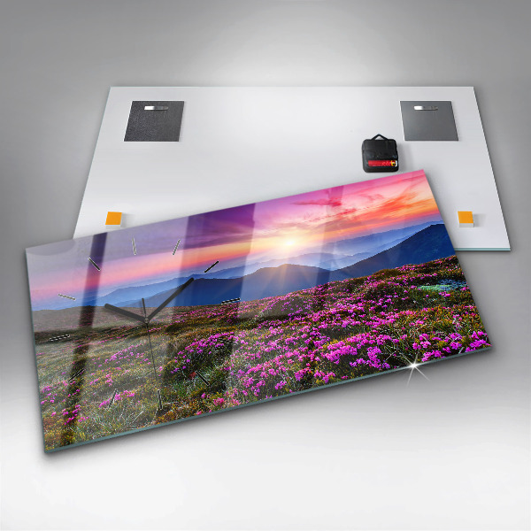 Horizontale Uhr mit motiv Sonnenaufgang Blumen