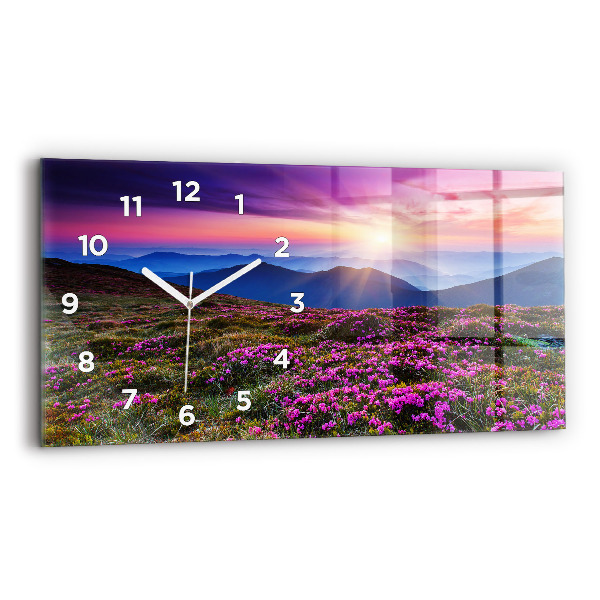Horizontale Uhr mit motiv Sonnenaufgang Blumen