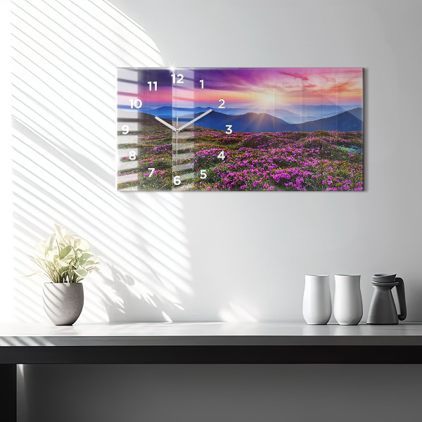 Horizontale Uhr mit motiv Sonnenaufgang Blumen