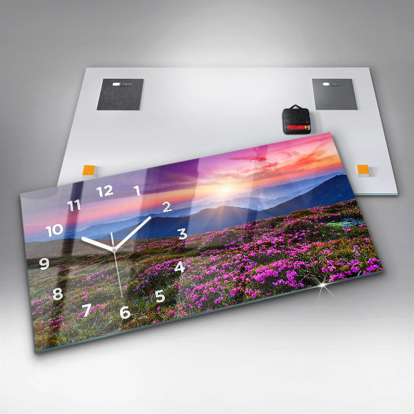 Horizontale Uhr mit motiv Sonnenaufgang Blumen