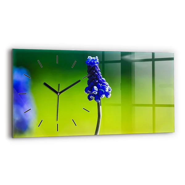 Horizontale Uhr mit motiv Blaue Blumen