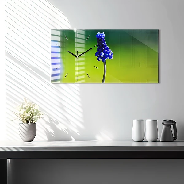 Horizontale Uhr mit motiv Blaue Blumen