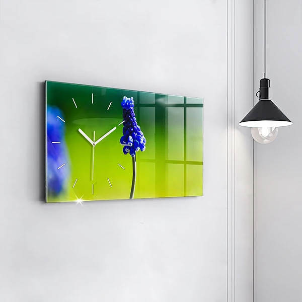 Horizontale Uhr mit motiv Blaue Blumen
