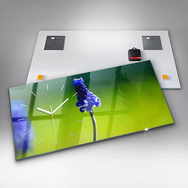 Horizontale Uhr mit motiv Blaue Blumen
