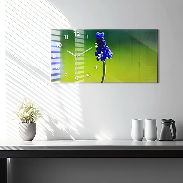 Horizontale Uhr mit motiv Blaue Blumen