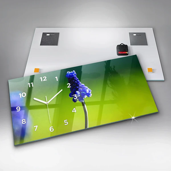 Horizontale Uhr mit motiv Blaue Blumen