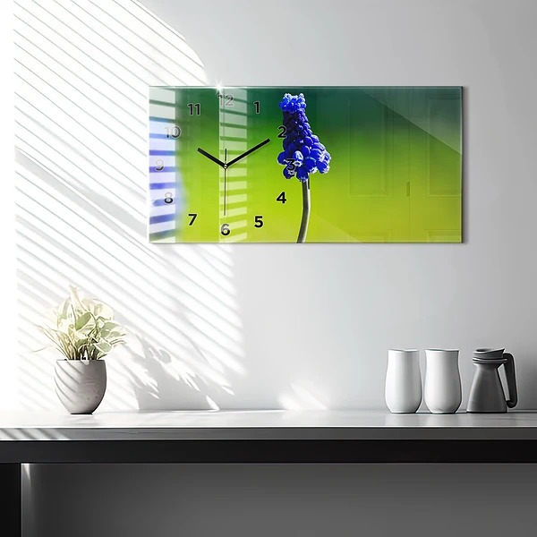 Horizontale Uhr mit motiv Blaue Blumen