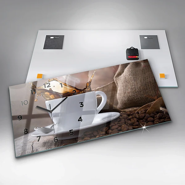 Horizontale Uhr mit motiv Eine Tasse Kaffee
