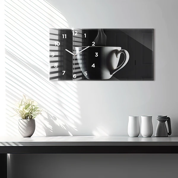 Horizontale Uhr mit motiv Tasse Kaffee