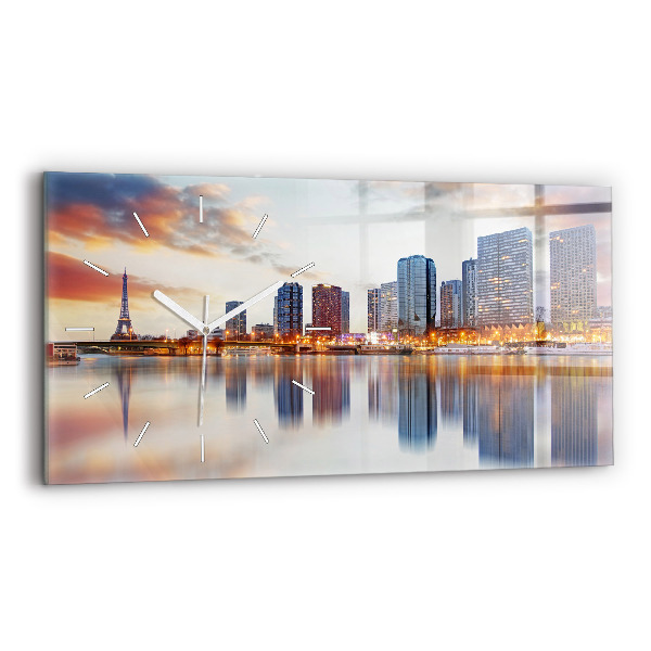 Horizontale Uhr mit motiv Panorama mit dem Eiffelturm