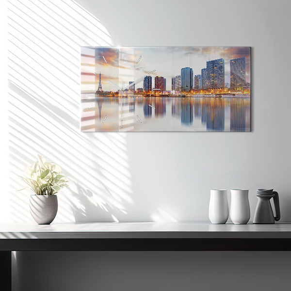 Horizontale Uhr mit motiv Panorama mit dem Eiffelturm