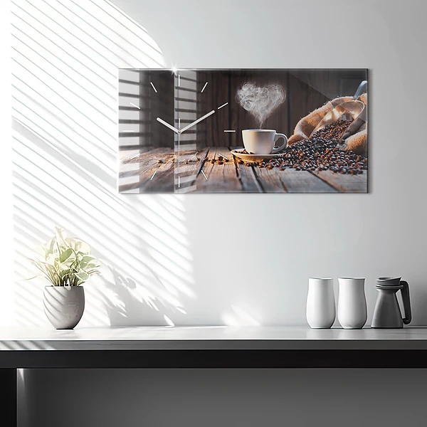 Horizontale Uhr mit motiv Tasse Kaffee