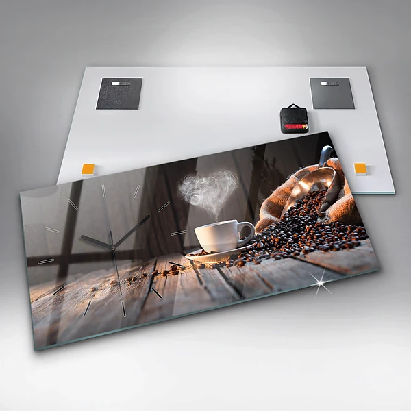 Horizontale Uhr mit motiv Tasse Kaffee