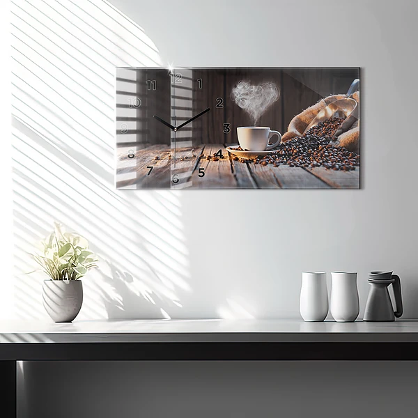 Horizontale Uhr mit motiv Tasse Kaffee