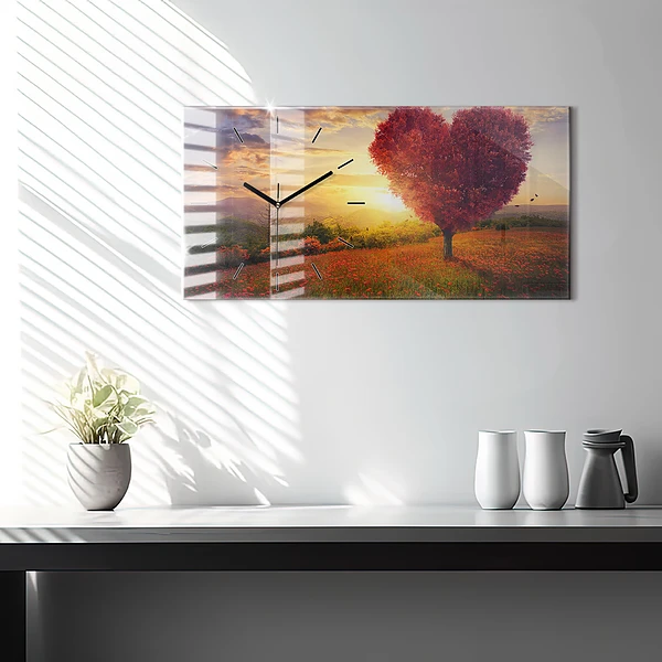 Horizontale Uhr Liebesherz Baum