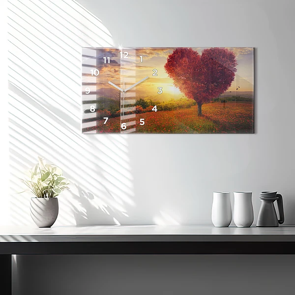Horizontale Uhr Liebesherz Baum