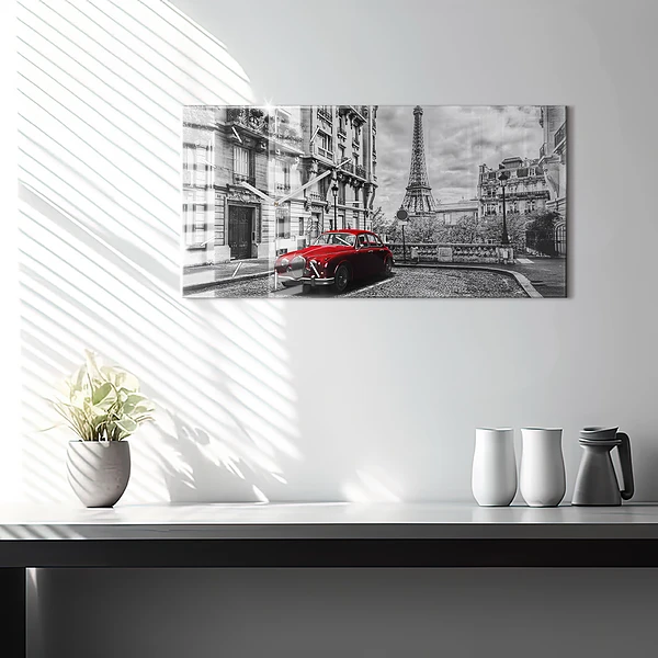 Horizontale Uhr mit motiv Altes Auto Stadt