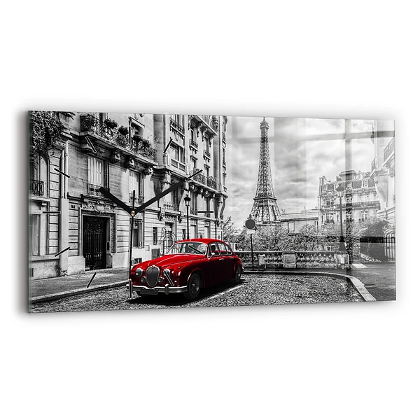 Horizontale Uhr mit motiv Altes Auto Stadt